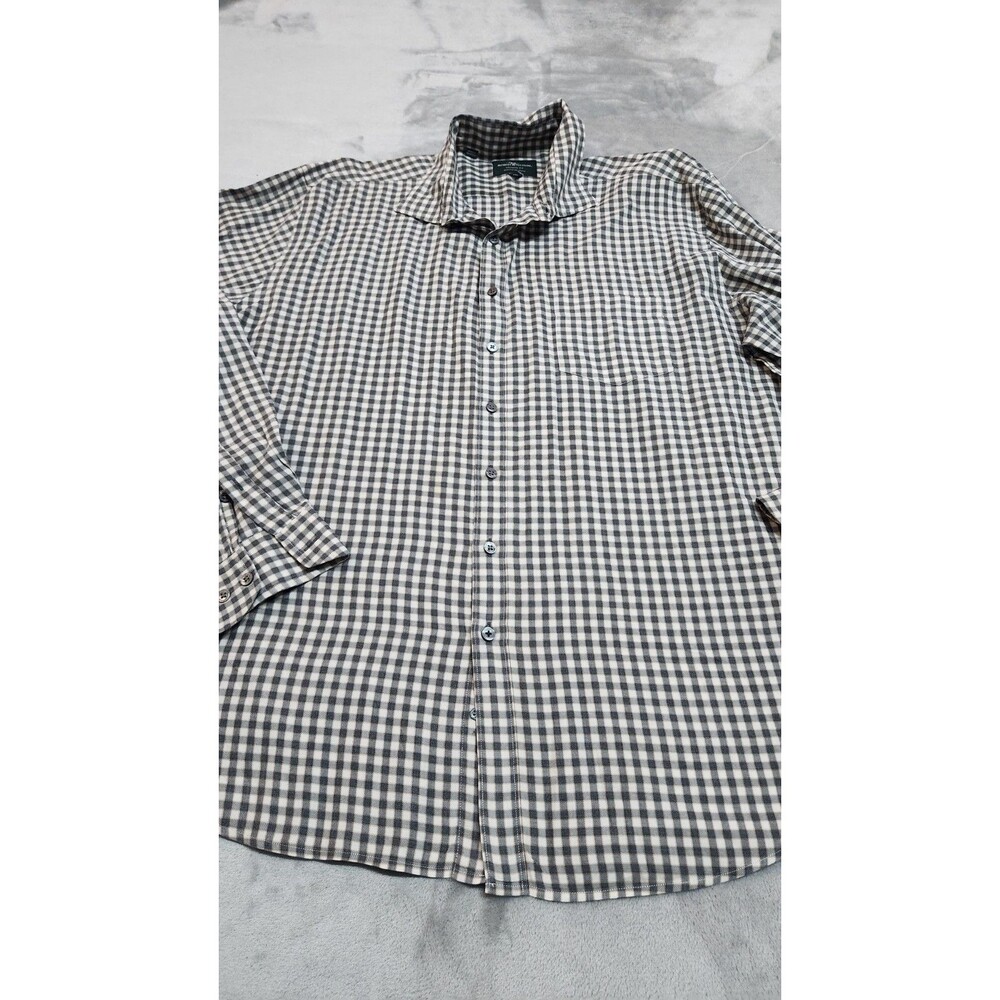 Rodd And Gunn Mens 2XL White Black Original Fit 100% Cotton Button Down‎ Shirt
